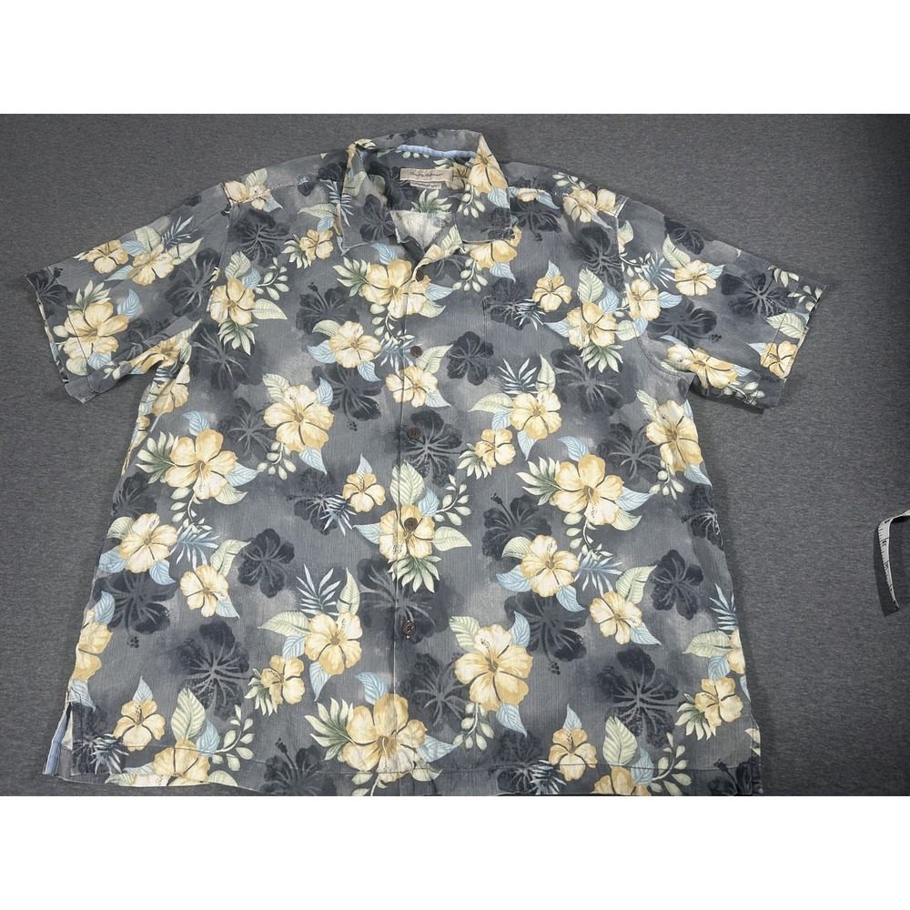 Tommy Bahama Men's XXL 100% Silk Hawaiian Shirt‎ Short Sleeve Original Fit
